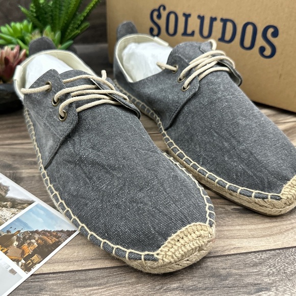 ❌SOLD❌Soludos Gray Washed Canvas Lace Up Espadrille Derby Oxfords Mens 9 Gray - Picture 6 of 13